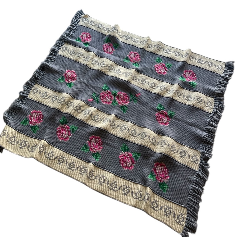 Rose Crochet Knit Throw Blanket